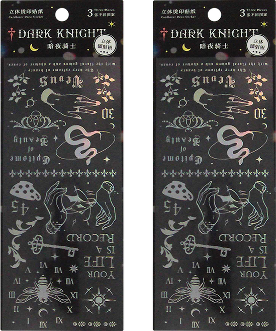 CARD LOVER 信的戀人 立體燙印貼紙3件組, 暗夜騎士, 2組