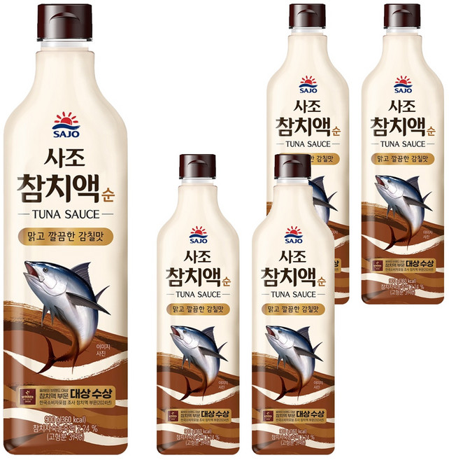 사조 참치액 순, 900g, 5개