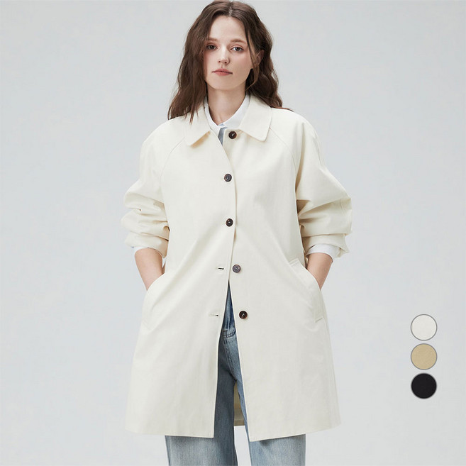 ELLEPARIS 여성용 코튼 트윌 스탠다드 카라 맥코트