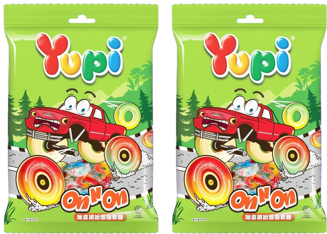 Yupi 繽紛圈圈軟糖 綠色 25個, 250g, 2袋