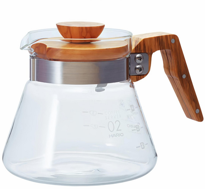 HARIO 好璃奧 V60橄欖木60咖啡壺, 咖啡壺, 600ml, 1個