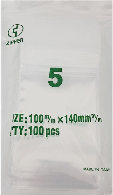 ZIPPER 透明 PE 夾鏈袋 加厚款 5號袋, 100入, 10包