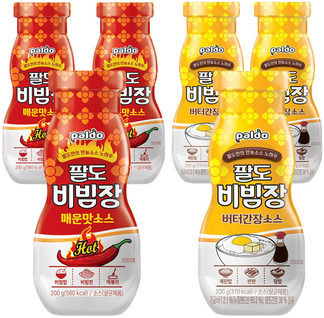 팔도 비빔장 매운맛 3p + 버터간장 3p, 1세트, 200g