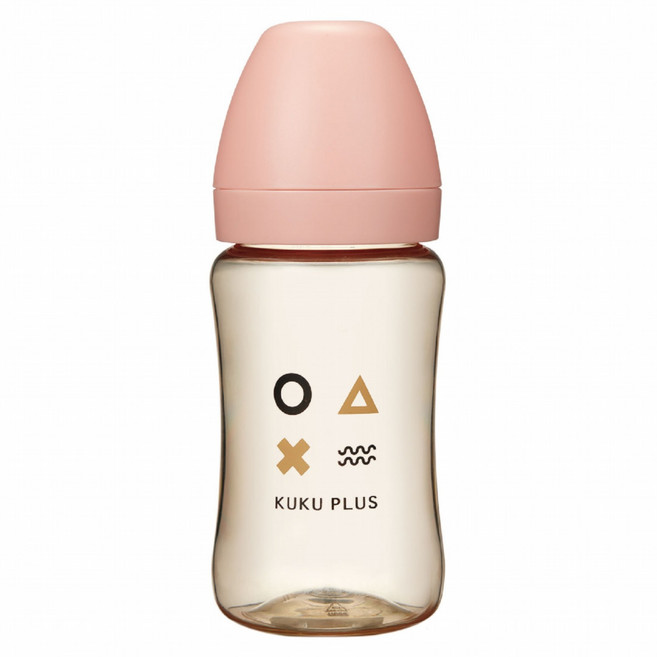 KU.KU Duckbill 酷咕鴨 KUKU PLUS 純真之瞳寬口PPSU奶瓶 KU5888-002, 粉色, 1個, 240ml