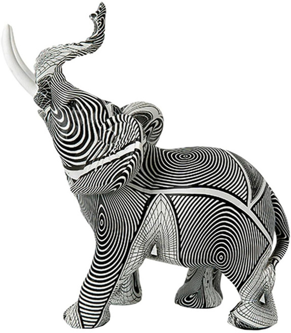 塗鴉炫彩大象擺件創意樹脂工藝品, 條紋小象