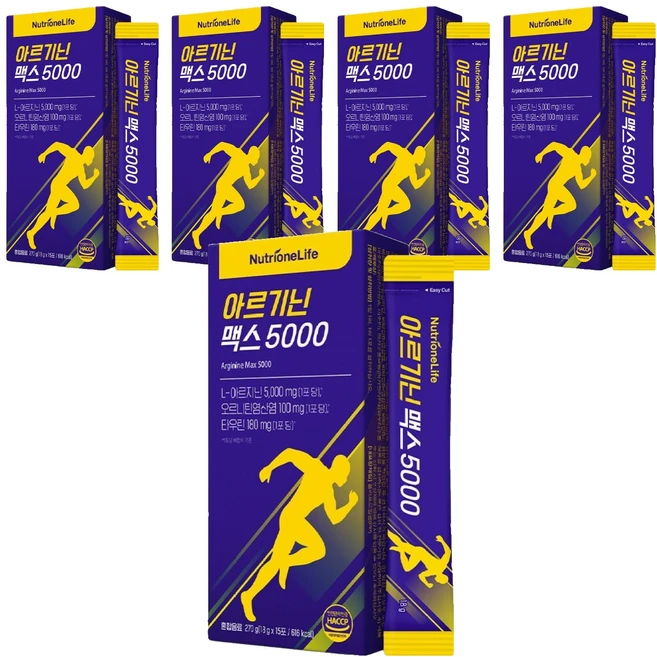 뉴트리원 아르기닌 맥스 5000 15p, 15회분, 270ml, 5개 - 쿠팡