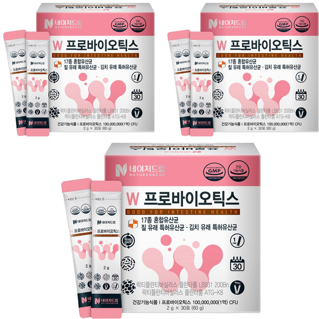 네이처드림 W프로바이오틱스 질건강 유산균 30p, 60g, 3개