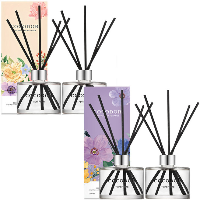 코코도르 퍼퓸 디퓨저 2p 세트, 에이프릴프레쉬, 일랑일랑, 200ml, 1개