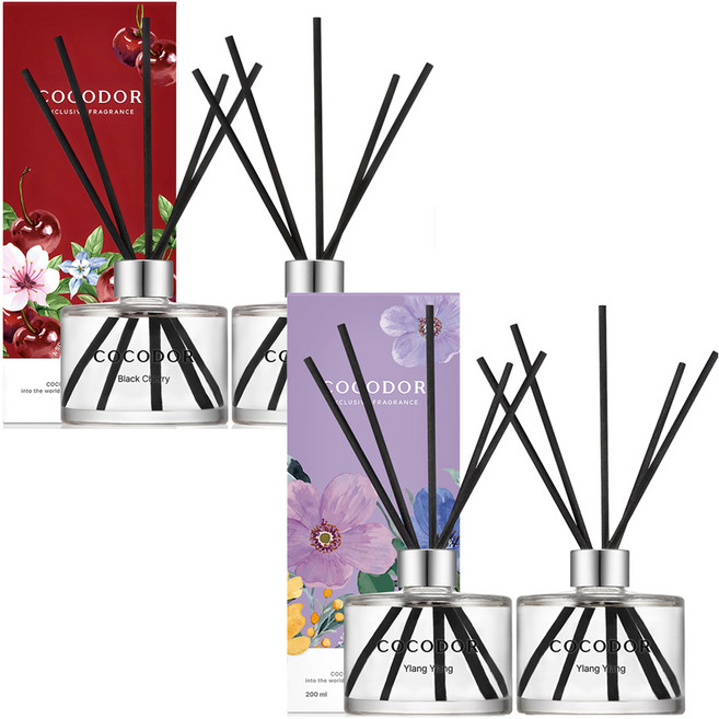 코코도르 퍼퓸 디퓨저 2p 세트, 블랙체리, 일랑일랑, 200ml, 1개