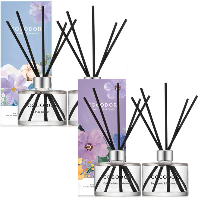 코코도르 시그니처 디퓨저, 퓨어코튼2, 다크바닐라샌달우드2, 200ml, 4개
