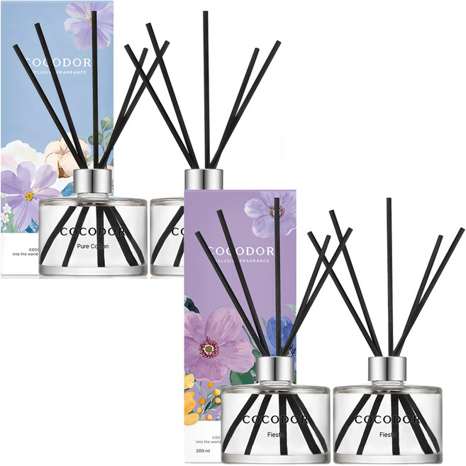 코코도르 퍼퓸 디퓨저 2p 세트, 퓨어코튼, 피에스타, 200ml, 1개