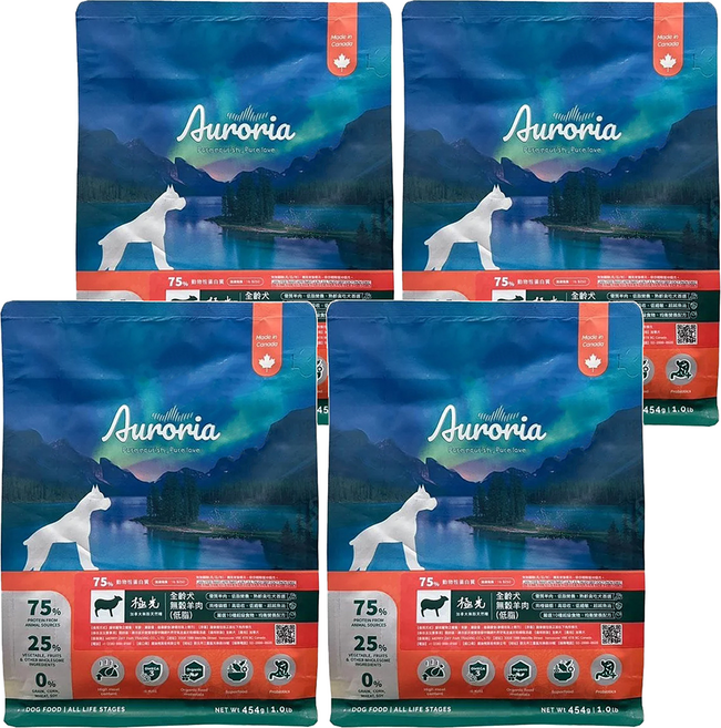 Auroria 極光 無穀天然犬糧 低脂肪 全齡犬, 4包, 454g, 羊肉