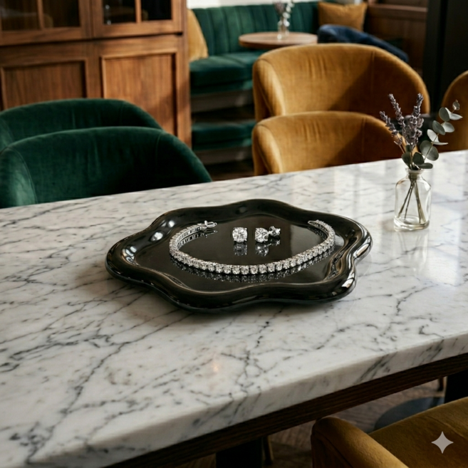 쥬템 쥬얼리수납 오브제 인테리어 트레이, 블랙