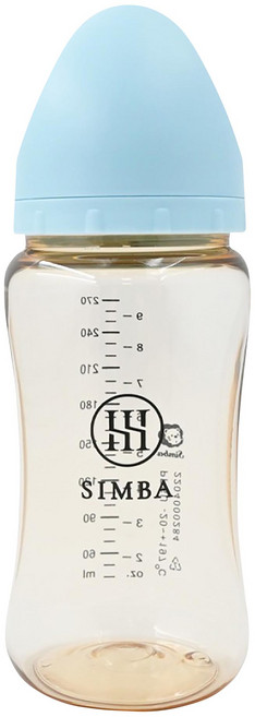 Simba 小獅王辛巴 蘊蜜鉑金PPSU寬口防脹氣奶瓶 3個月以上全齡適用, 晨藍, 1個, 270ml