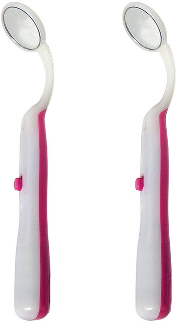 모리의집 가정용 치아 확인 거울 LED 치아경 분홍, 2개