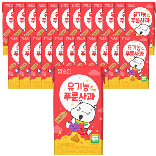 함소아 유기농 푸룬사과 주스, 125ml, 24개