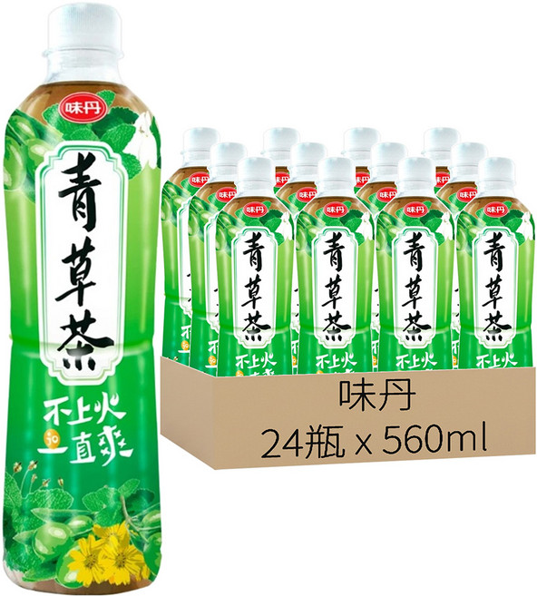 味丹 心茶道健康青草茶, 560ml, 24瓶