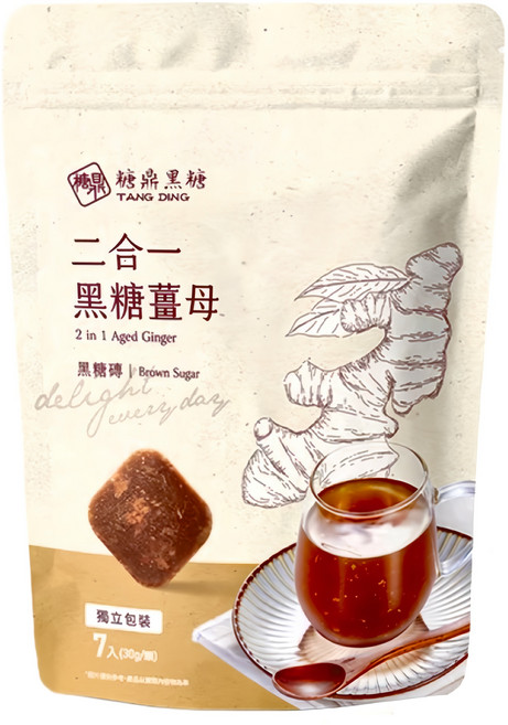 糖鼎 二合一黑糖薑茶 黑糖磚, 30g, 7個, 1包
