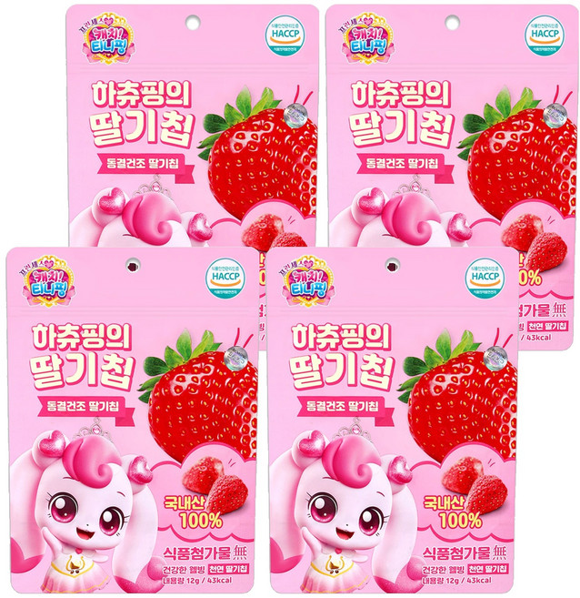 리더스인팜 캐치티니핑 유아용 동결건조 하츄핑의 딸기칩, 4개, 12g