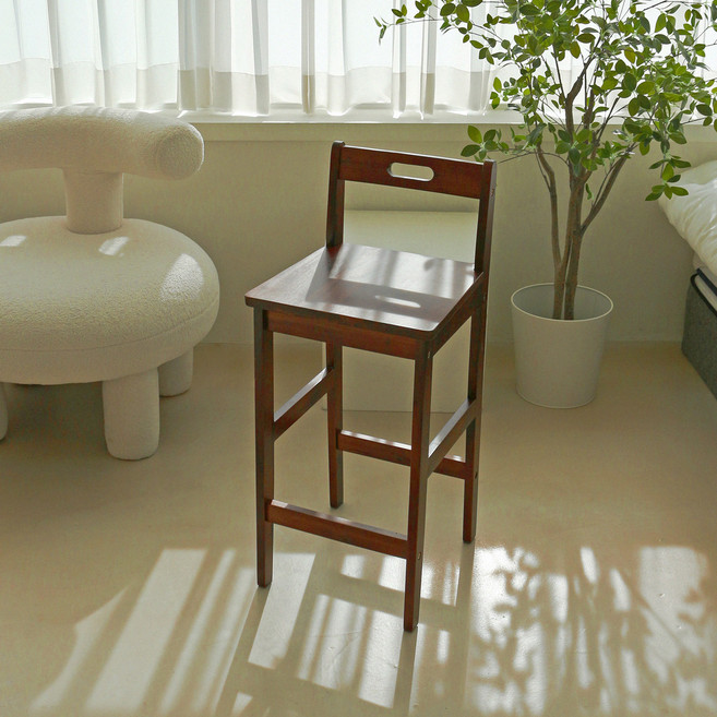 에코상사 원목 사각 등받이 홈바의자, 아카시아, 1개