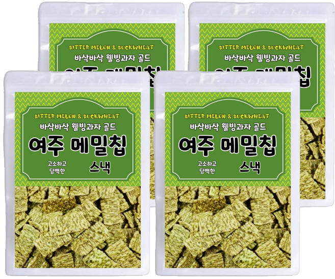 담백하고 바삭바삭한 골드 여주 메밀칩 스낵, 300g, 4개