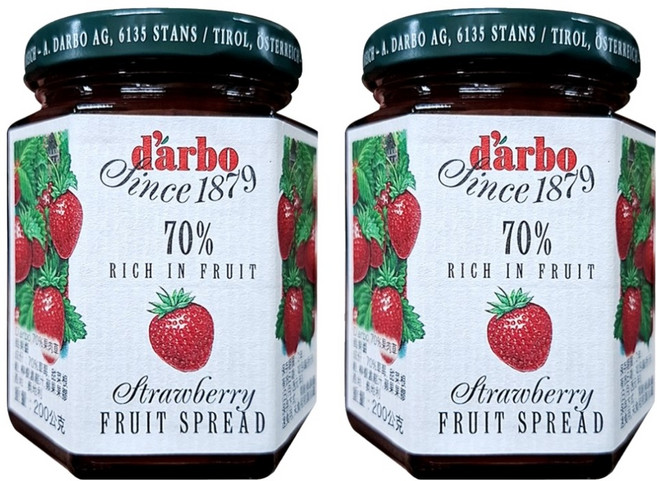 d'arbo 德寶 奧地利70%果肉果醬 草莓, 200g, 2罐