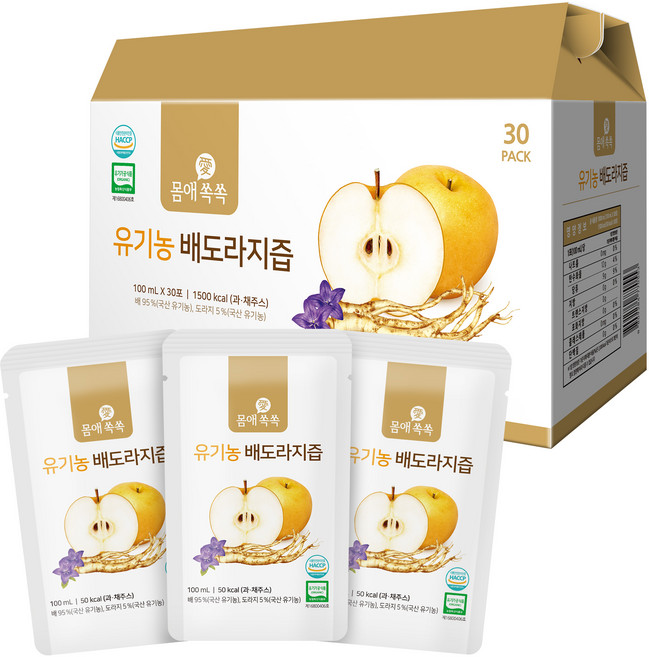 몸애쏙쏙 유기농 배도라지즙, 100ml, 30개