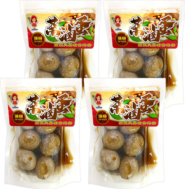 譽方媽媽 大葉種普洱茶滷蛋 (茶葉蛋/滷蛋/點心/宵夜), 6顆, 4包