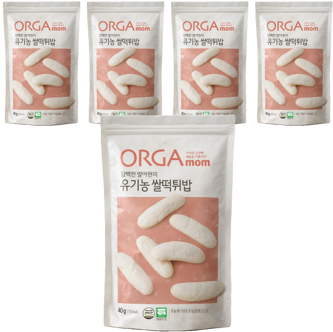 올가맘 담백한 발아현미 유기농 쌀떡튀밥, 쌀맛, 5개, 40g