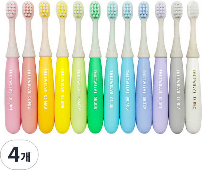 더트웰브 2단계 토들러 칫솔 12~36개월, 파스텔, 12개입, 4세트