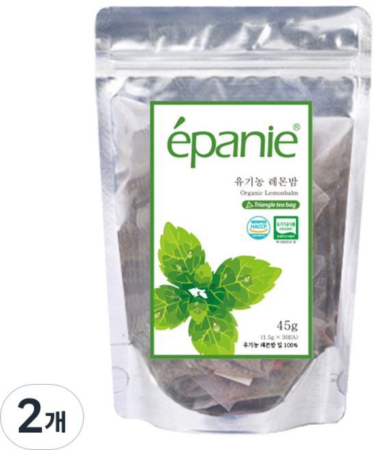 에빠니 유기농 레몬밤 삼각망 티백, 1.5g, 30개입, 2개