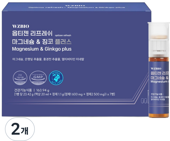 옵티젠 리프레쉬 마그네슘 & 징코 플러스 163.94g, 2개, 7회분