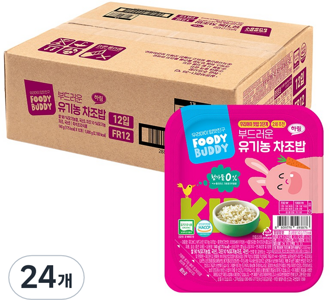 푸디버디 부드러운 유기농 차조밥, 140g, 24개