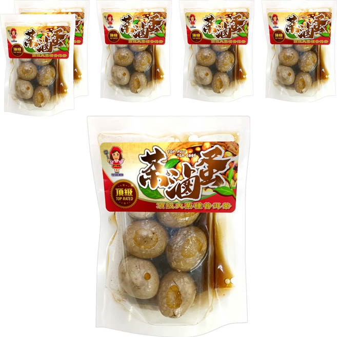 譽方媽媽 大葉種普洱茶滷蛋 (茶葉蛋/滷蛋/點心/宵夜), 6顆, 6包