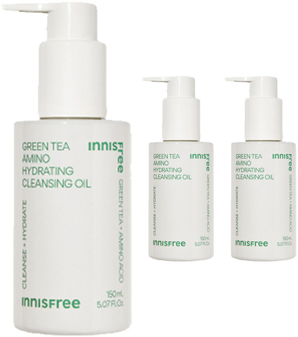 이니스프리 그린티 수분 아미노 클렌징 오일, 150ml, 3개