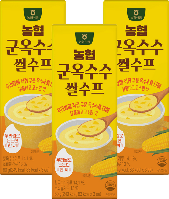 농협식품 군옥수수 쌀스프 3p, 3개, 60g