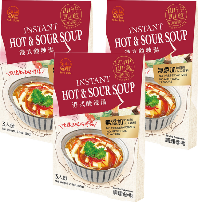 承昌食品 Sulu Sulu 素滷 港式酸辣湯 純素, 3個, 66g