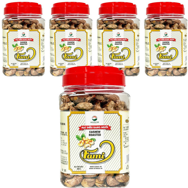 AJI OKASHI 味覺百撰 越南鹽味帶皮腰果, 5罐, 380g