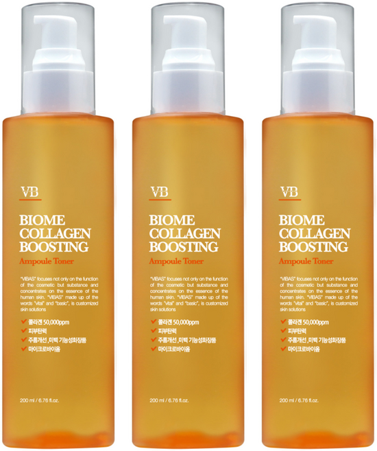 비바스 바이옴 콜라겐부스팅 탄력 앰플토너, 200ml, 3개