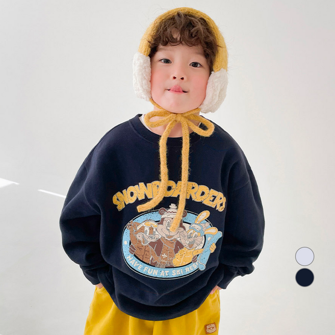 BerryCloset 兒童動物朋友刷毛寬鬆大學T