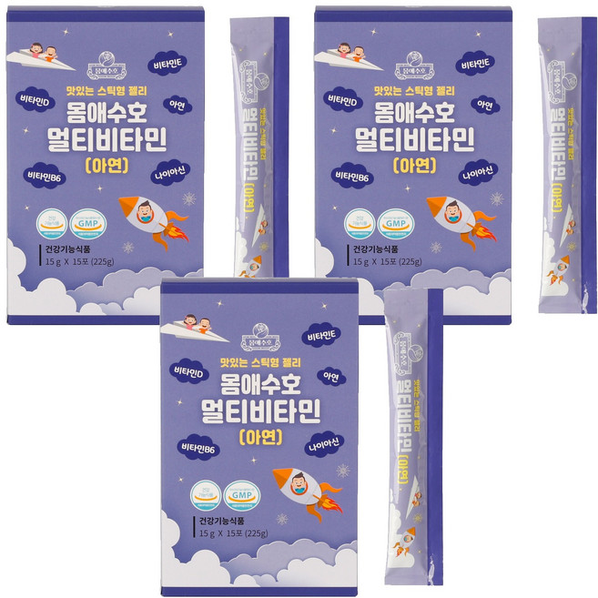 Momaesuho 兒童綜合維他命果凍棒 15入, 225g, 3個