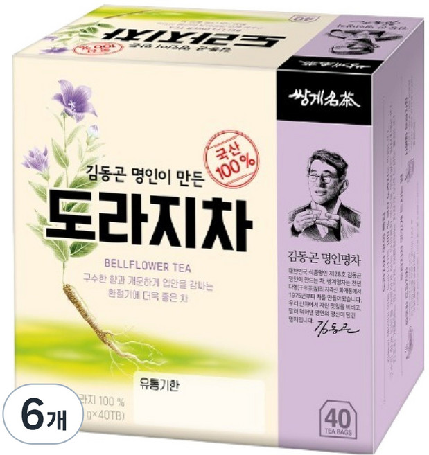 쌍계명차 김동곤 명인이 만든 도라지차, 700mg, 40개입, 6개