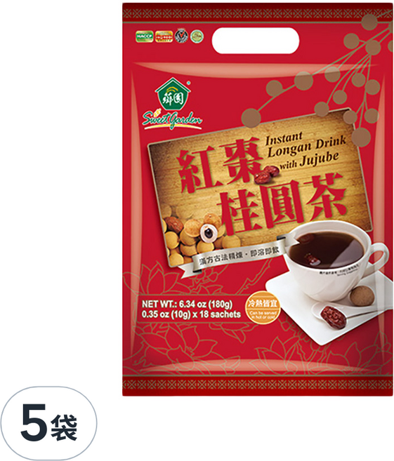 薌園 紅棗桂圓茶, 10g, 18包, 5袋