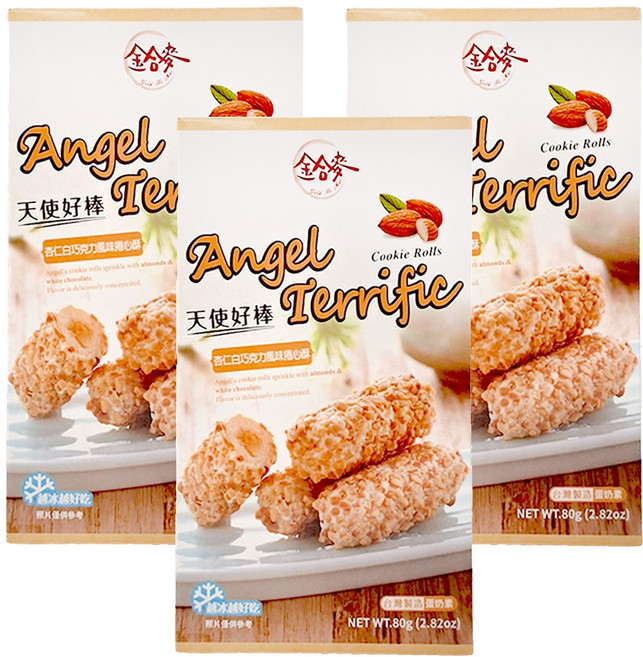Angel's Bone 天使好棒 白巧克力杏仁捲, 80g, 3盒