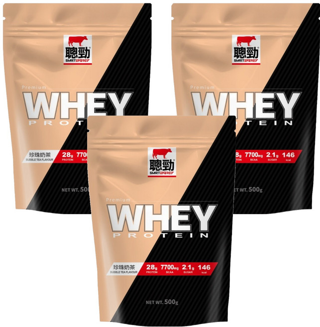 RED COW 紅牛 聰勁即溶乳清蛋白 珍珠奶茶, 3包, 500g