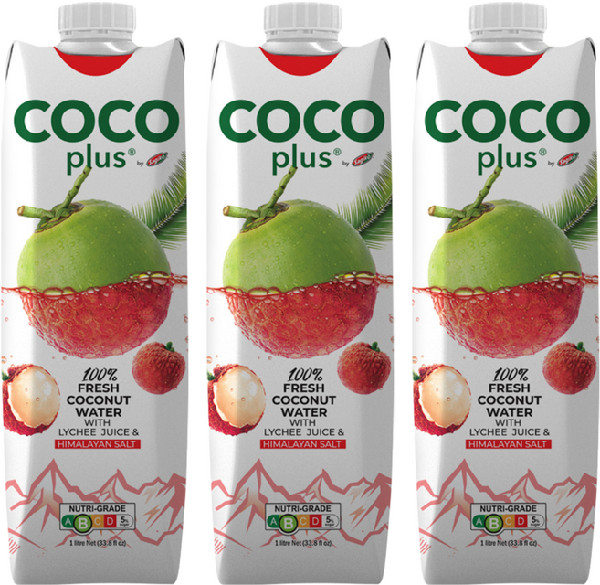 Sagiko Cocoplus 椰子水 鹹荔枝味, 1L, 3瓶