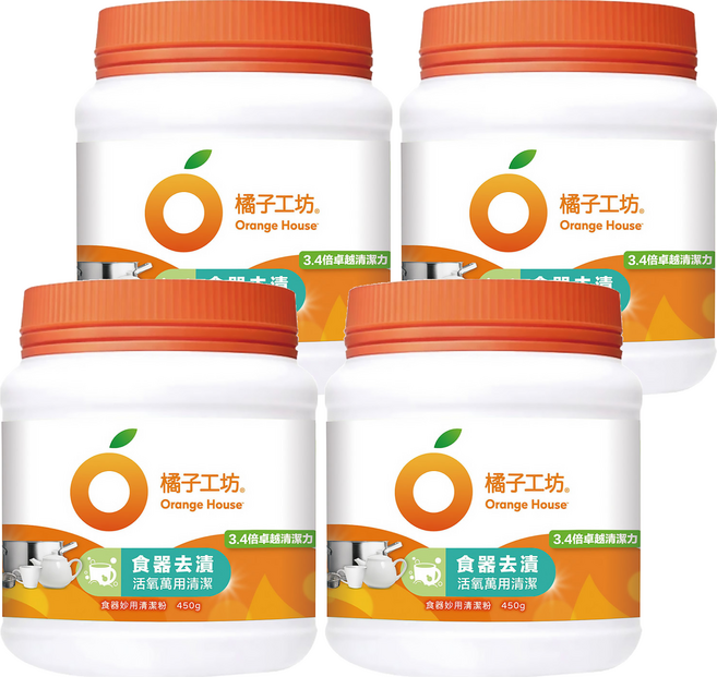 Orange House 橘子工坊 食器妙用清潔粉, 450g, 4罐