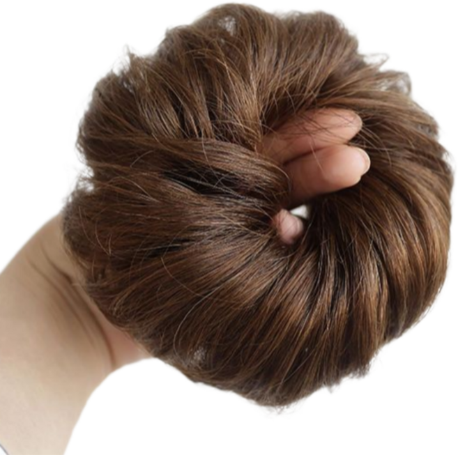 홈지 올림머리 볼륨 부분가발 머리고무줄 머리끈, 라이트브라운, 1개