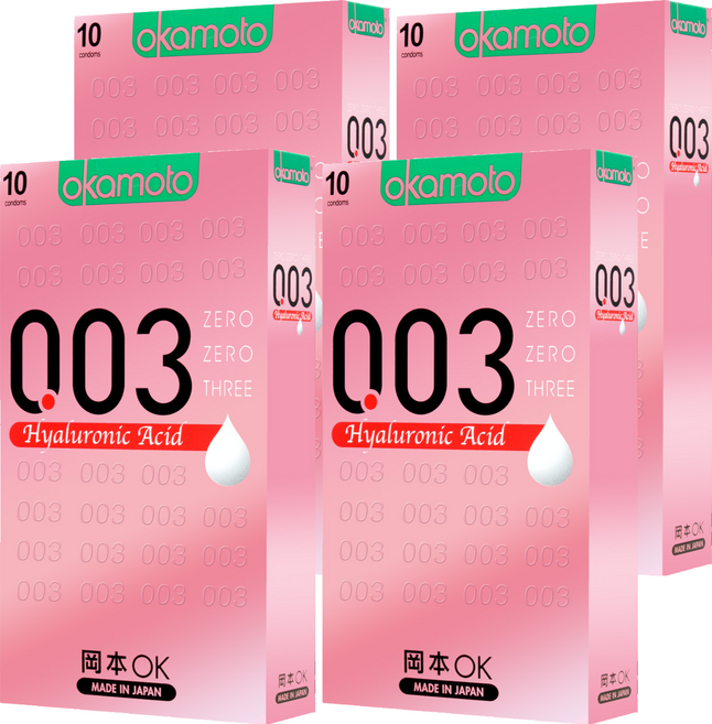 오카모토 003 히알루론산 슬림 일반형 콘돔, 10개입, 4개