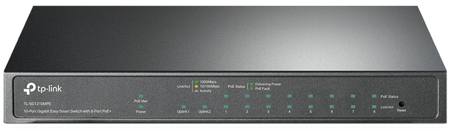 tp-link 10埠Gigabit 簡易智慧型交換器 (含 8 埠 PoE+) TL-SG1210MPE, 1個